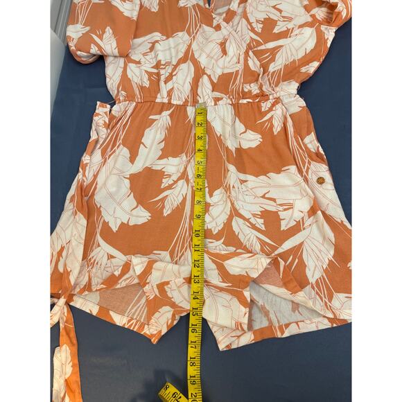 Roxy Long Sleeve Romper Peach/White Size M Pre-owned Beachy Resort Wear - Picture 9 of 12